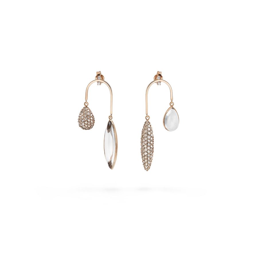 Curved earrings with diamonds AURUM | OR AMO CRV SAU9R MOP BIA PV CT 1,90